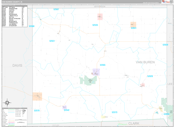 Van Buren County, IA Wall Map Premium Style